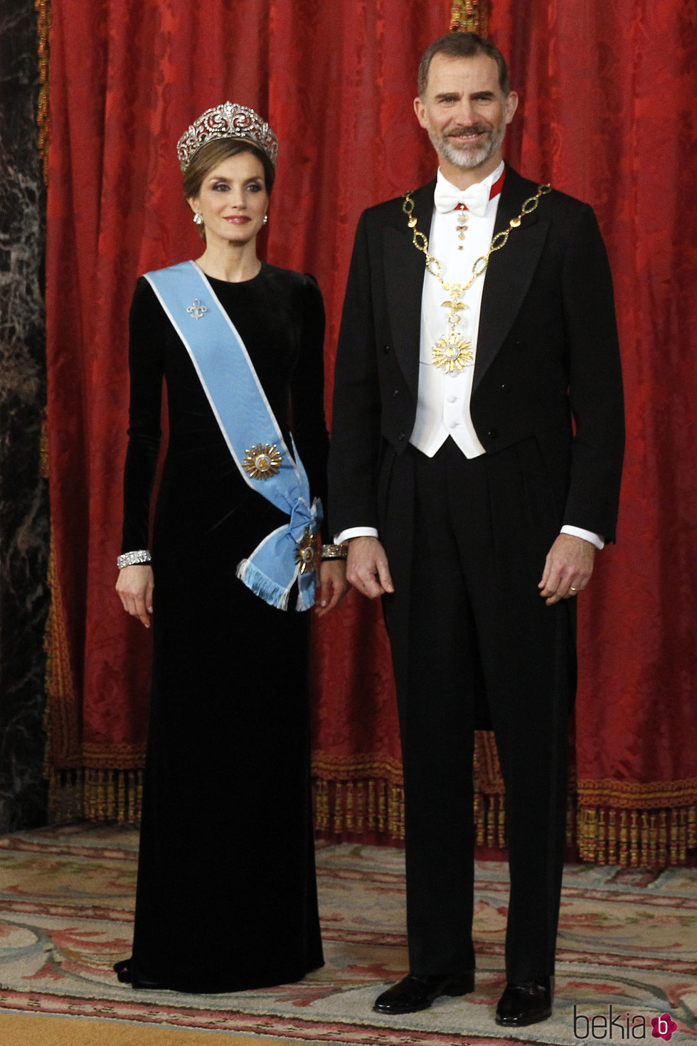 Los Reyes Felipe y Letizia en la cena de gala en honor al presidente de Argentina Mauricio Macri en el Palacio Real