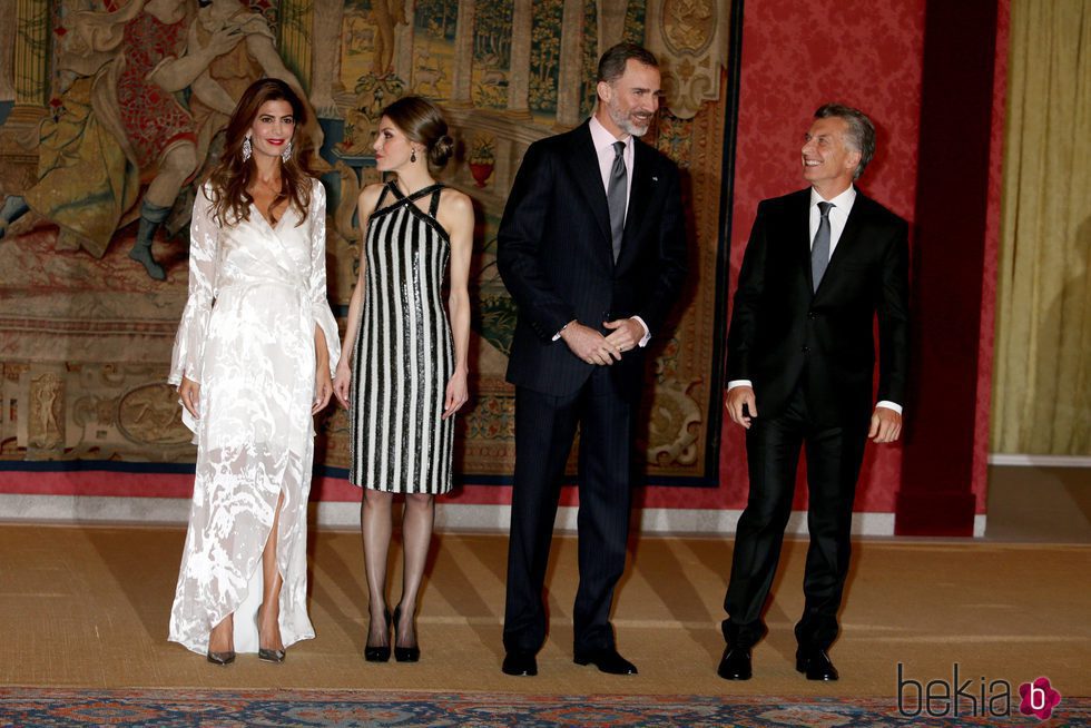 Juliana Awada, la Reina Letizia, el Rey Felipe y Mauricio Macri en El Pardo