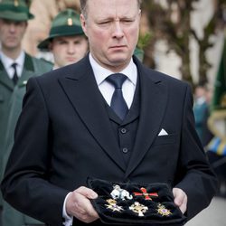 El Príncipe heredero Gustavo en el funeral del Príncipe alemán Richard zu Sayn-Wittgenstein Berleburg