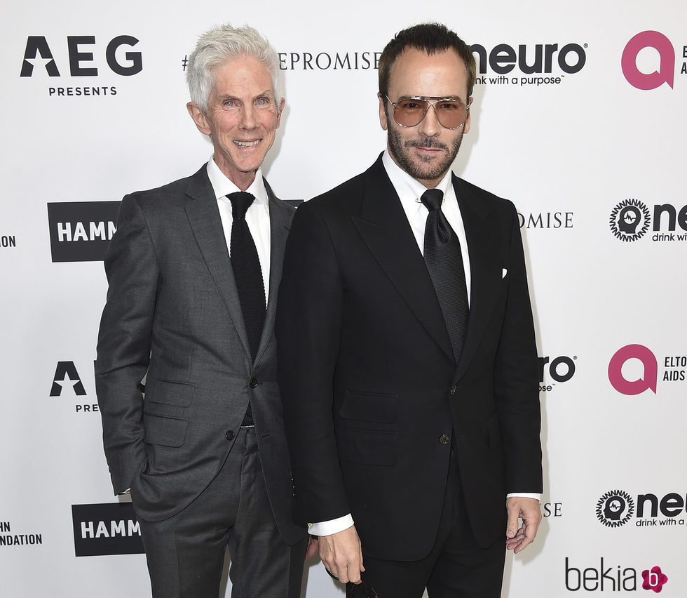 Richard Buckley y Tom Ford en la fiesta del 70 cumpleaños de Elton John