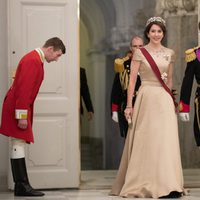 Federico y Mary de Dinamarca en la cena de Estado en honor a los Reyes de Bélgica