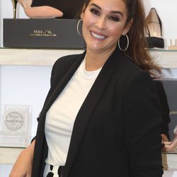 Vicky Martín Berrocal, sonriente en la presentación de su nueva colección de zapatos