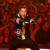 Justin Bieber durante su actuación en los MTV Europe Music Awards 2011