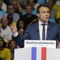 Emmanuel Macron durante un mitin de su campaña electoral