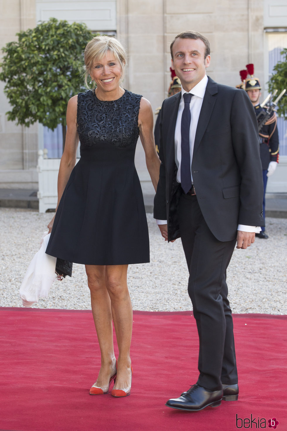 Brigitte Trogneux y Emmanuel Macron en la cena de gala en honor a los Reyes de España en el Elíseo