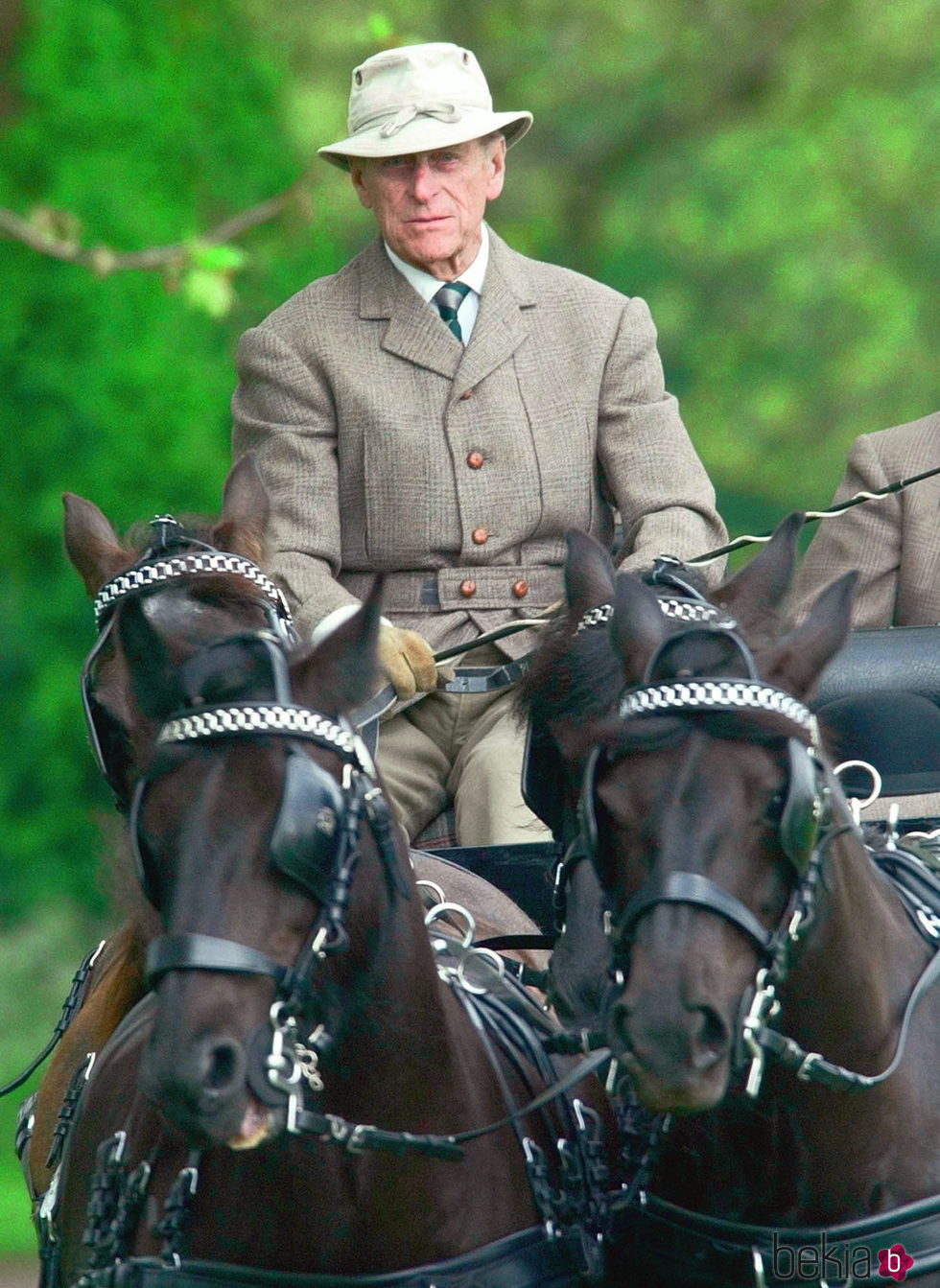 El Duque de Edimburgo llevando un coche de caballos