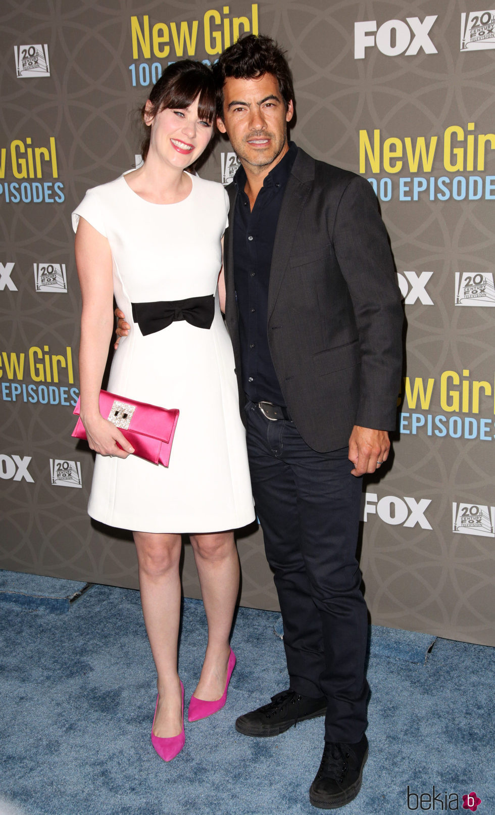 Zooey Deschanel y Jacob Pechenik en la fiesta por los 100 capítulos de 'New Girl'