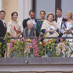 La Familia Real Danesa y la Familia Real Griega en el 80 cumpleaños de Harald y Sonia de Noruega