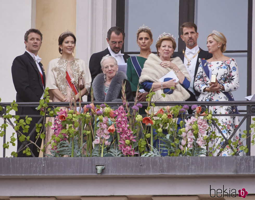 La Familia Real Danesa y la Familia Real Griega en el 80 cumpleaños de Harald y Sonia de Noruega