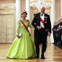 Harald y Sonia de Noruega en una cena de gala en su honor por su 80 cumpleaños