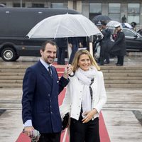 El príncipe Nicolás y la princesa Tatiana de Grecia en el 80 cumpleaños de Harald y Sonia de Noruega