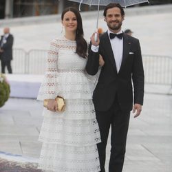 Carlos Felipe de Suecia y Sofia Hellqvist en la cena en honor a los Reyes de Noruega por su 80 cumpleaños