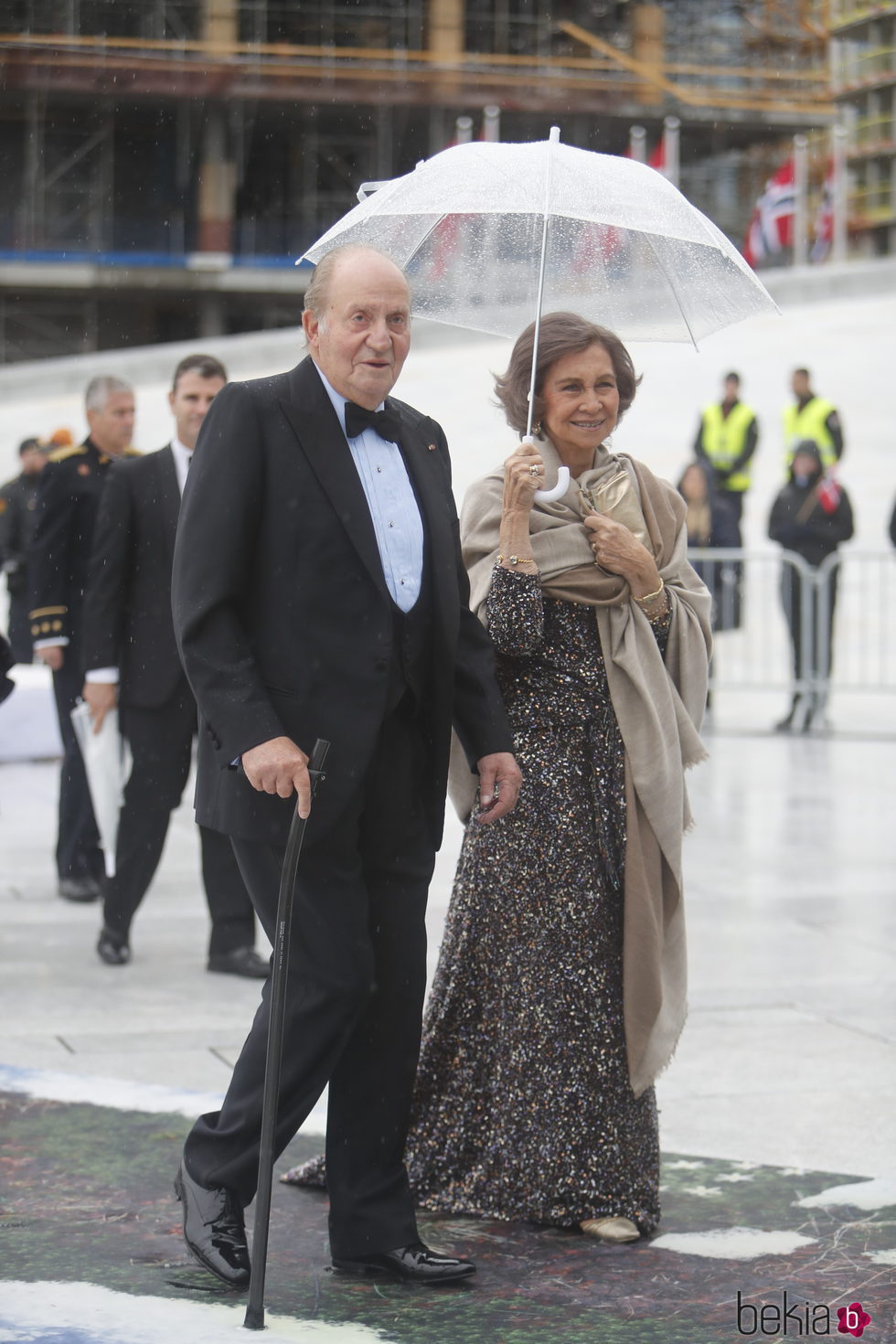 Los Reyes Juan Carlos y Sofía en la cena en honor a los Reyes de Noruega por su 80 cumpleaños