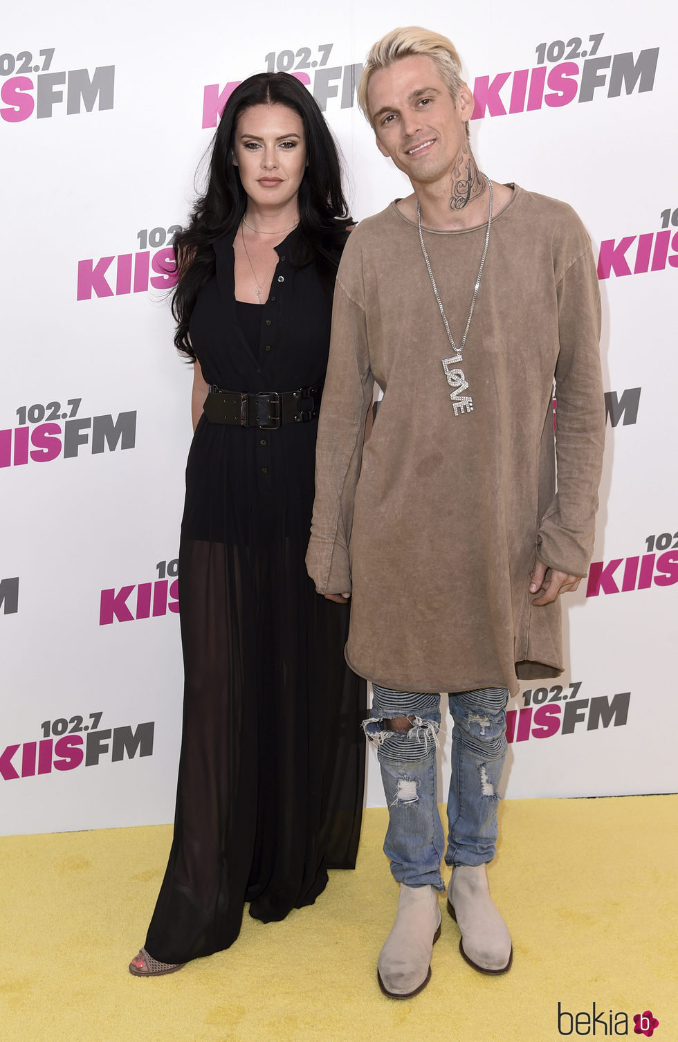 Aaron Carter y su pareja en el Festival Wango Tango 2017