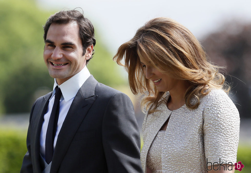 Roger Federer y su mujer Mirka Vavrinec en la boda de Pippa Middleton y James Matthews