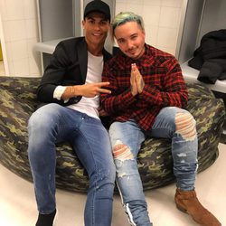 Cristiano Ronaldo con J Balvin tras su concierto en Madrid