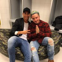 Cristiano Ronaldo con J Balvin tras su concierto en Madrid