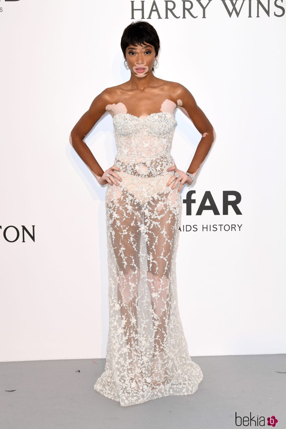 Winnie Harlow en la Gala amfAR del Festival de Cannes 2017