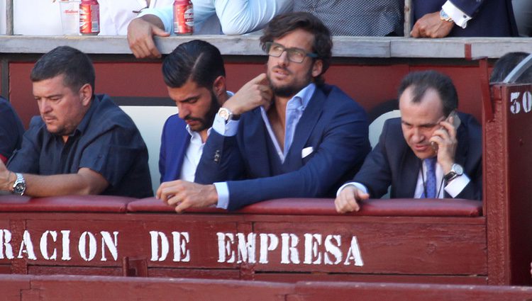 Feliciano López disfrutando junto a unos amigos de las fiestas taurinas de San Isidro 2017