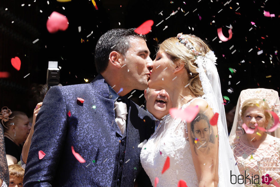 José Antonio Reyes con Noelia López el día de su boda