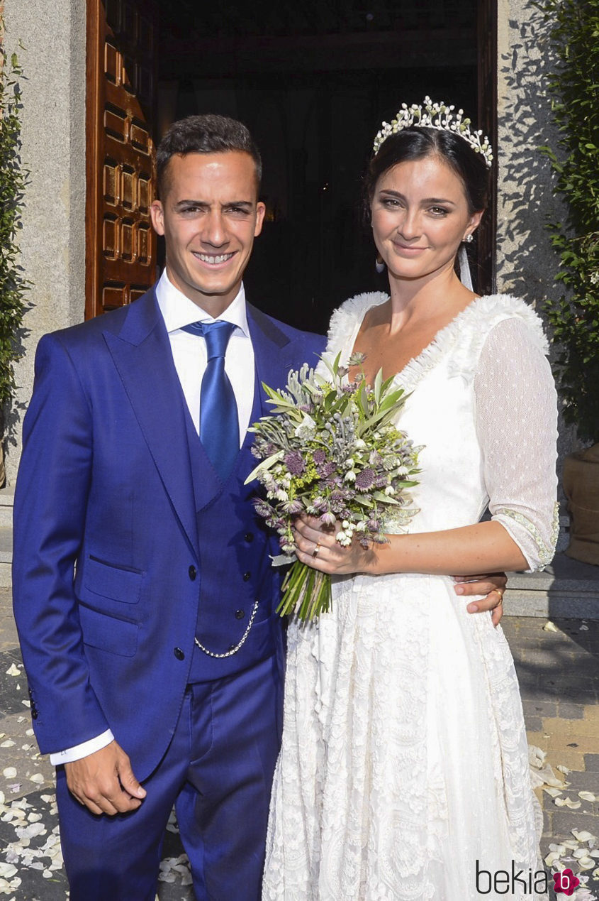 Lucas Vázquez y Macarena Rodríguez el día de su boda