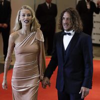 Carles Puyol y Vanesa Romero en la boda de Leo Messi y Antonella Roccuzzo