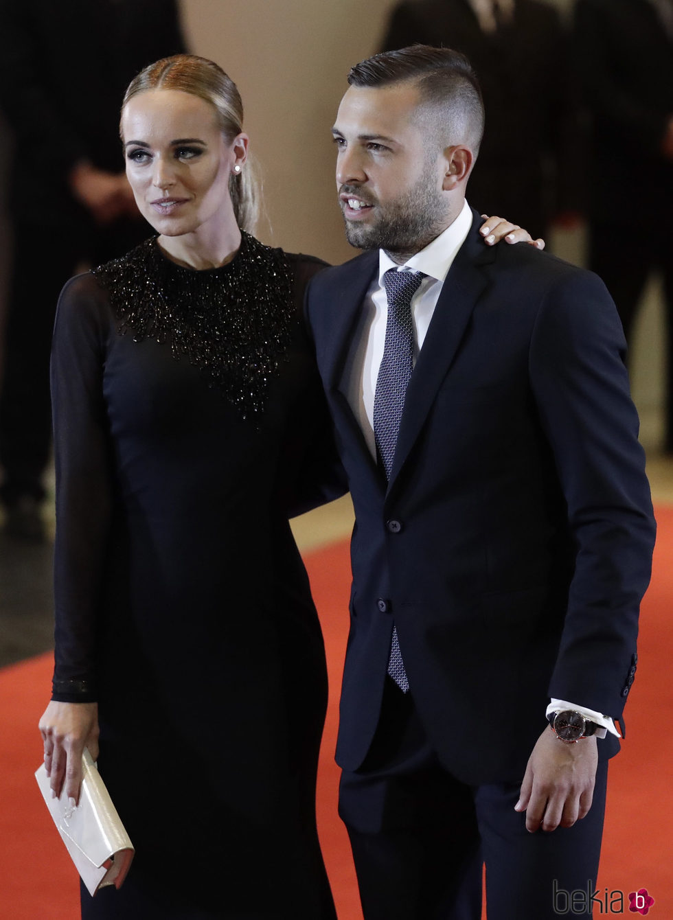 Jordi Alba y Romarey Ventura en la boda de Messi y Antonella Roccuzzo