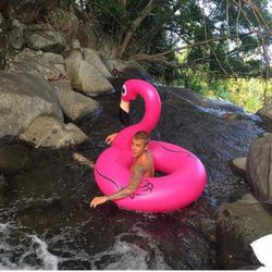 Justin Bieber posa con el flamenco rosa