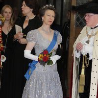 La Princesa Ana en la cena en honor a los Reyes Felipe y Letizia en Guildhall