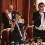 La Reina Letizia con Sir Timothy Laurence en el brindis de la cena de gala en Guildhall