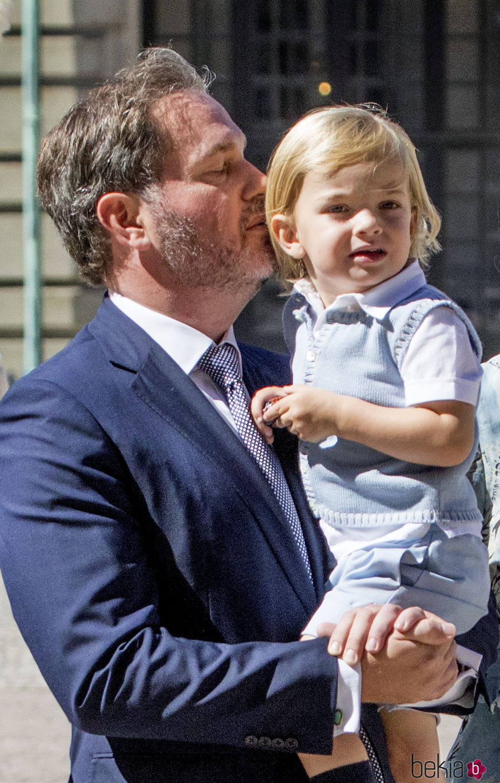 Chris O'Neill con su hijo Nicolás de Suecia en el 40 cumpleaños de Victoria de Suecia