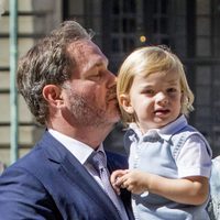 Chris O'Neill con su hijo Nicolás de Suecia en el 40 cumpleaños de Victoria de Suecia