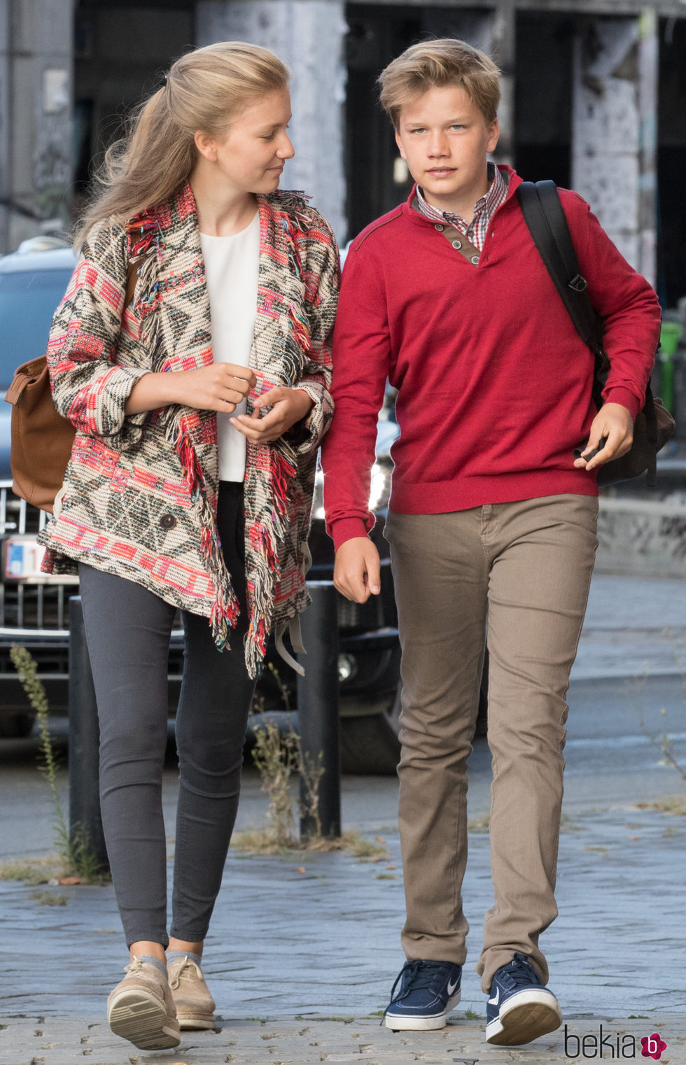 Isabel y Gabriel de Bélgica en su primer de colegio del curso 2017/2018