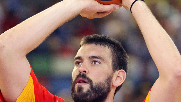 Marc Gasol durante un amistoso España-Canadá