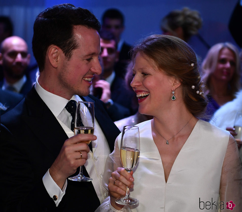 Felipe de Serbia y Danica Marinkovic en el banquete de su boda