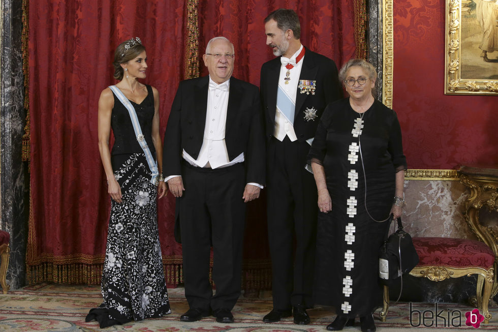 Los Reyes Felipe y Letizia con el presidente de Israel, Reuven Rivlin, y su mujer, Nechama Rivlin