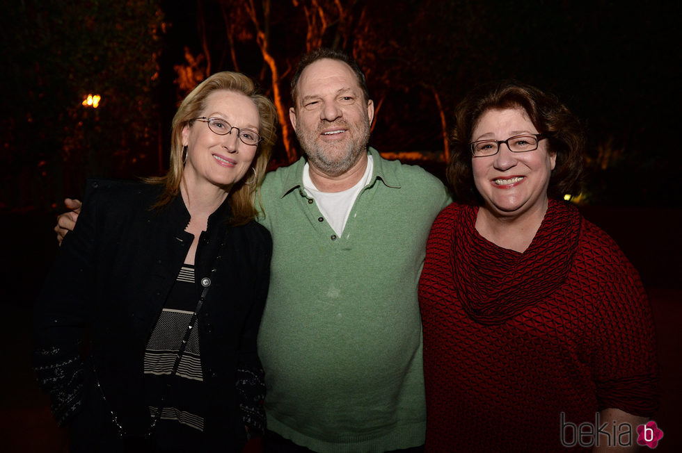 Harvey Weinstein, Meryl Streep y Margo Martindale promocionando 'August: Osage County'