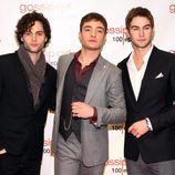 Penn Badgley, Ed Westwick y Chace Crawford en la fiesta de los 100 capítulos de Gossip Girl