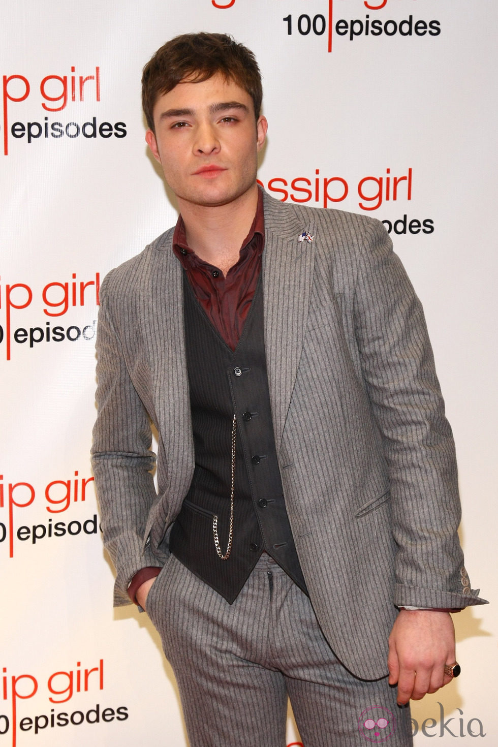 Ed Westwick en la fiesta de los 100 capítulos de Gossip Girl