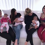 Katia y Dolores Aveiro con Georgina y los tres hijos de Cristiano Ronaldo