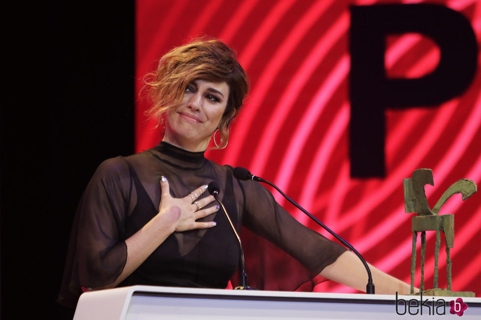 Blanca Suárez agradeciendo su Premio Ondas 2017