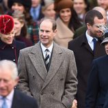 El Príncipe Eduardo, Autumn Kelly y la Princesa Ana en la Misa de Navidad 2017 en Sandringham