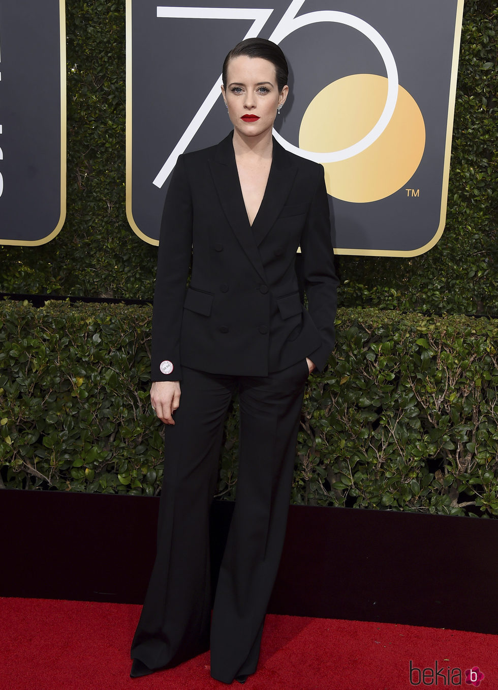 Claire Foy en la alfombra roja de los Globos de Oro 2018