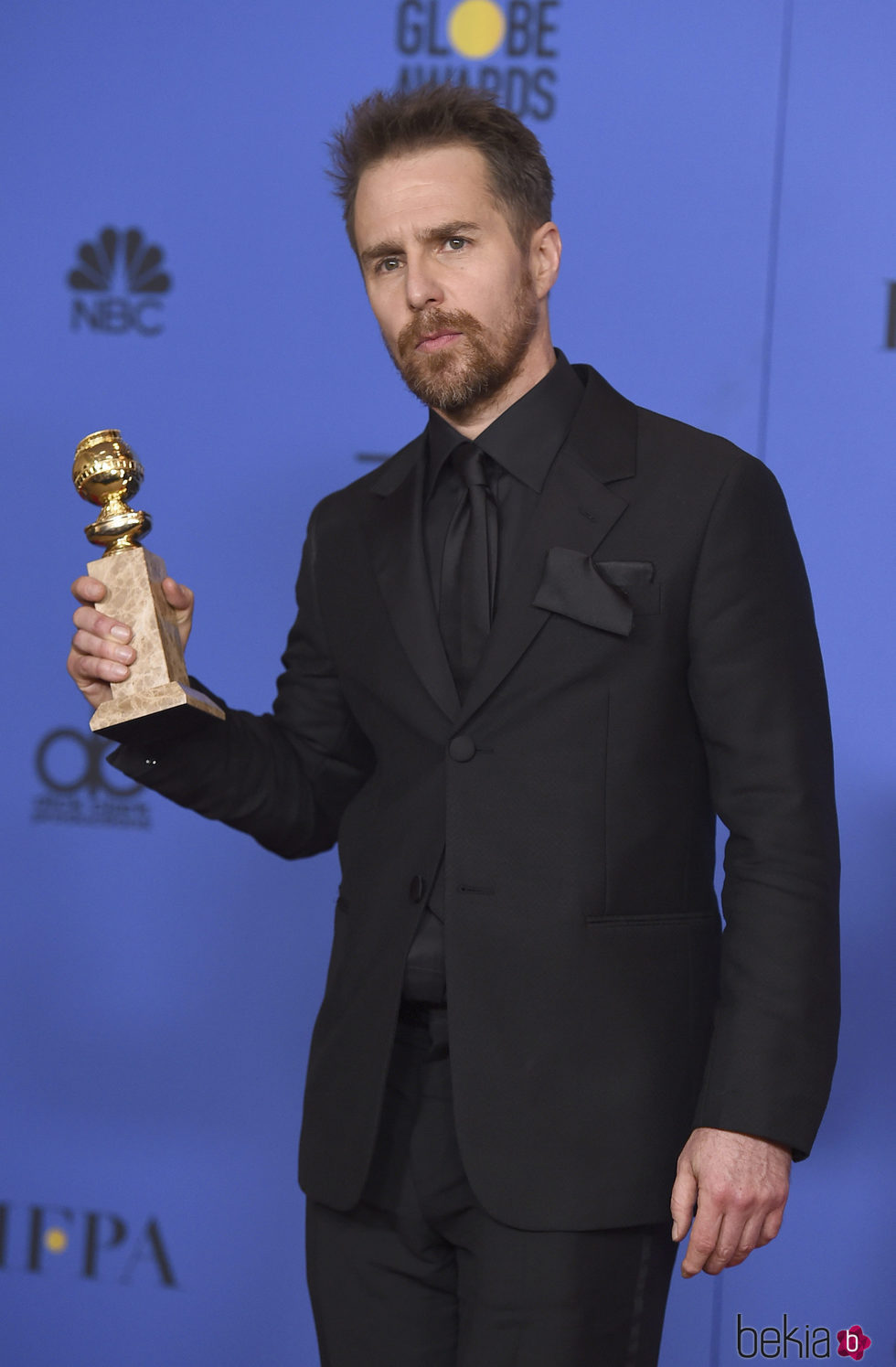 Sam Rockwell con su Globo de Oro 2018 por 'Tres anuncios en las afueras'