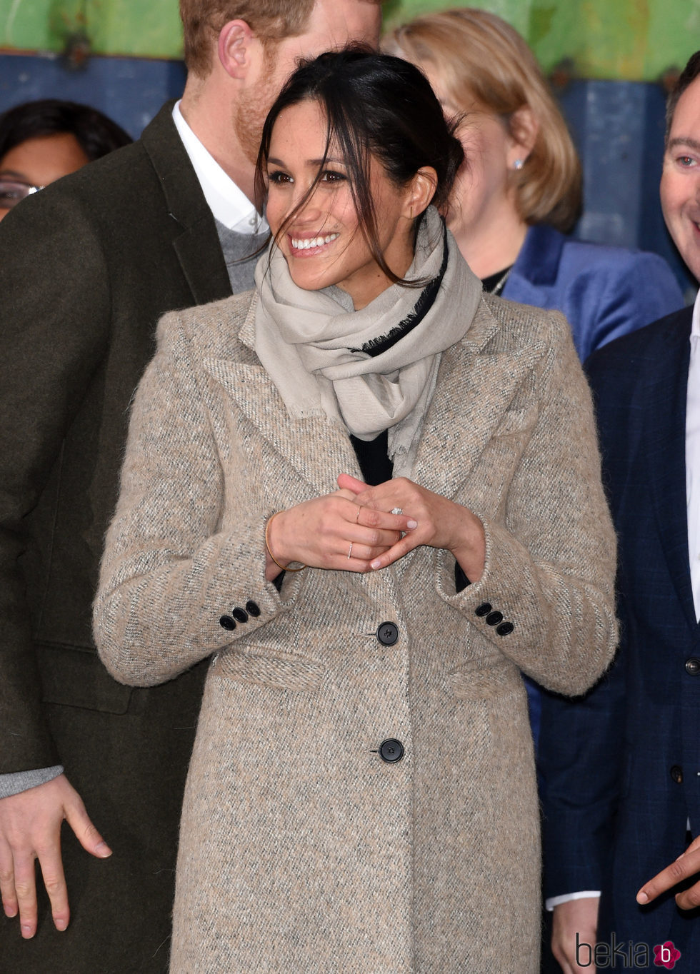 Meghan Markle, muy sonriente en su visita a Reprezent FM