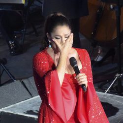 Isabel Pantoja llorando en su concierto en Gran Canaria