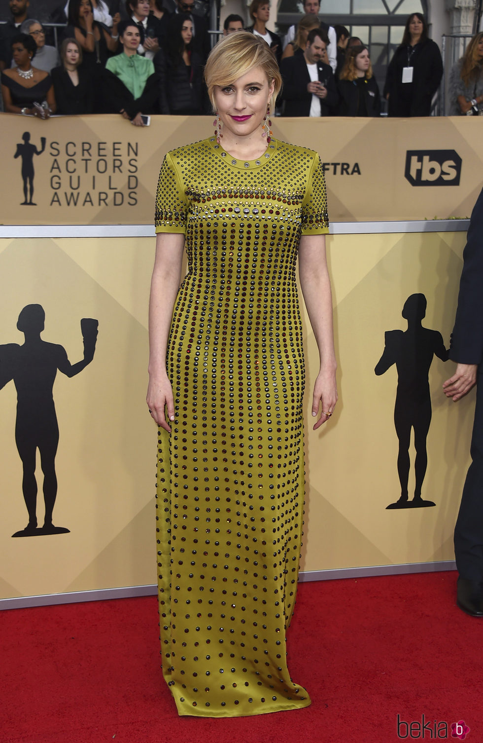 Greta Gerwig en la alfombra roja de los SAG 2018