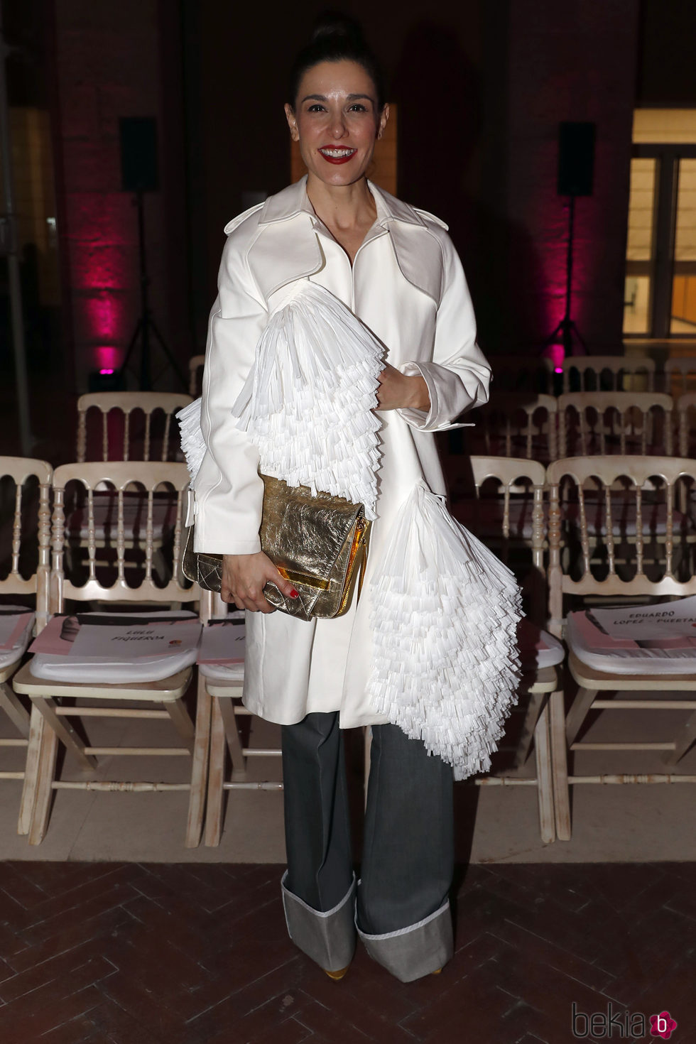 Raquel Sánchez Silva en el desfile de Juan Vidal en Madrid Fashion Week otoño/invierno 2018/2019