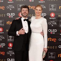 Anne Igartiburu y Pablo Heras Casado en la alfombra roja de los Premios Goya 2018