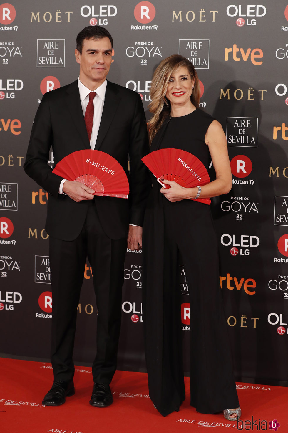 Pedro Sánchez y Begoña Gómez en la alfombra roja de los Premios Goya 2018